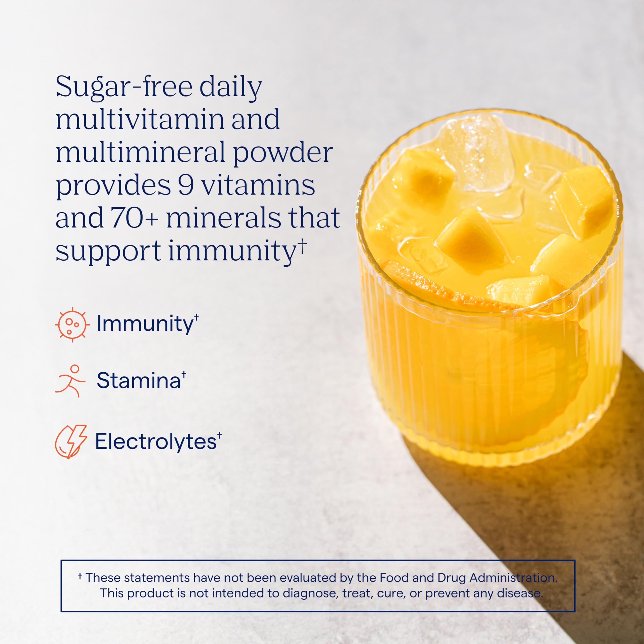 Trace Minerals Power Pak canister of orange mango flavor on display