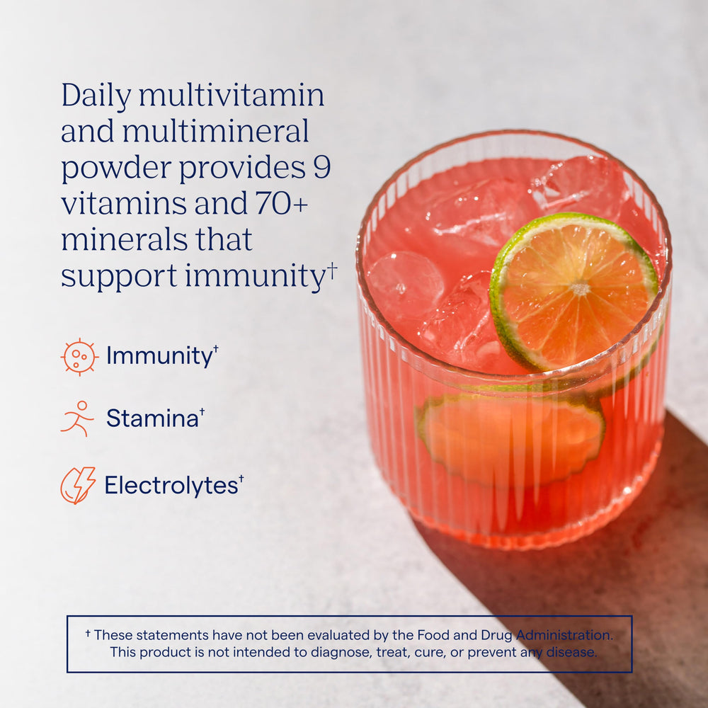 Trace Minerals Power Pak cherry lime powder dissolving in water.