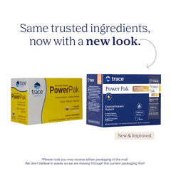 Trace Minerals Power Pak scoop pouring powder into a glass for daily mineral intake.
