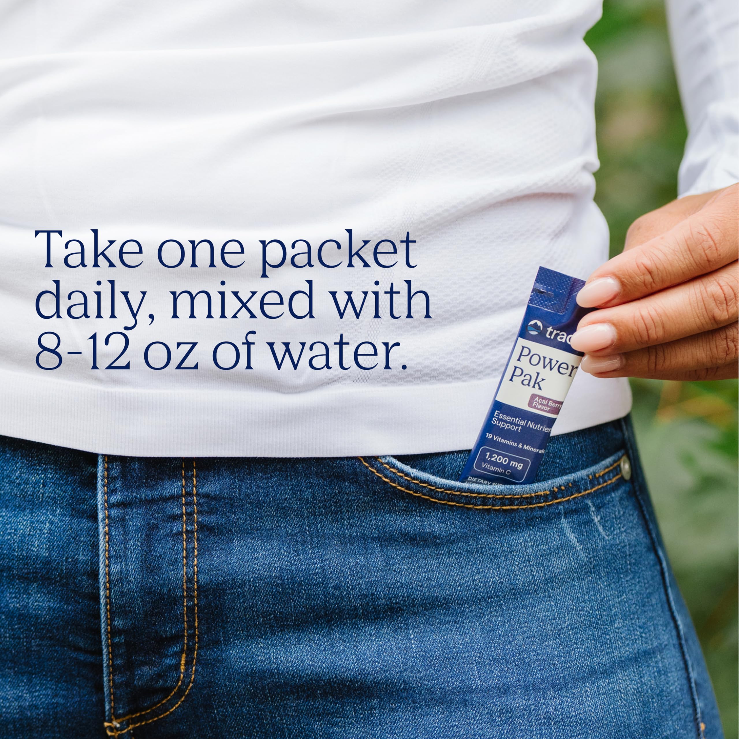 Trace Minerals Power Pak powder dissolving in a glass of water for hydration.