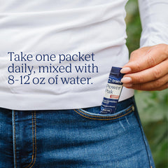 Trace Minerals Power Pak glass with label highlights flavored wellness drink.
