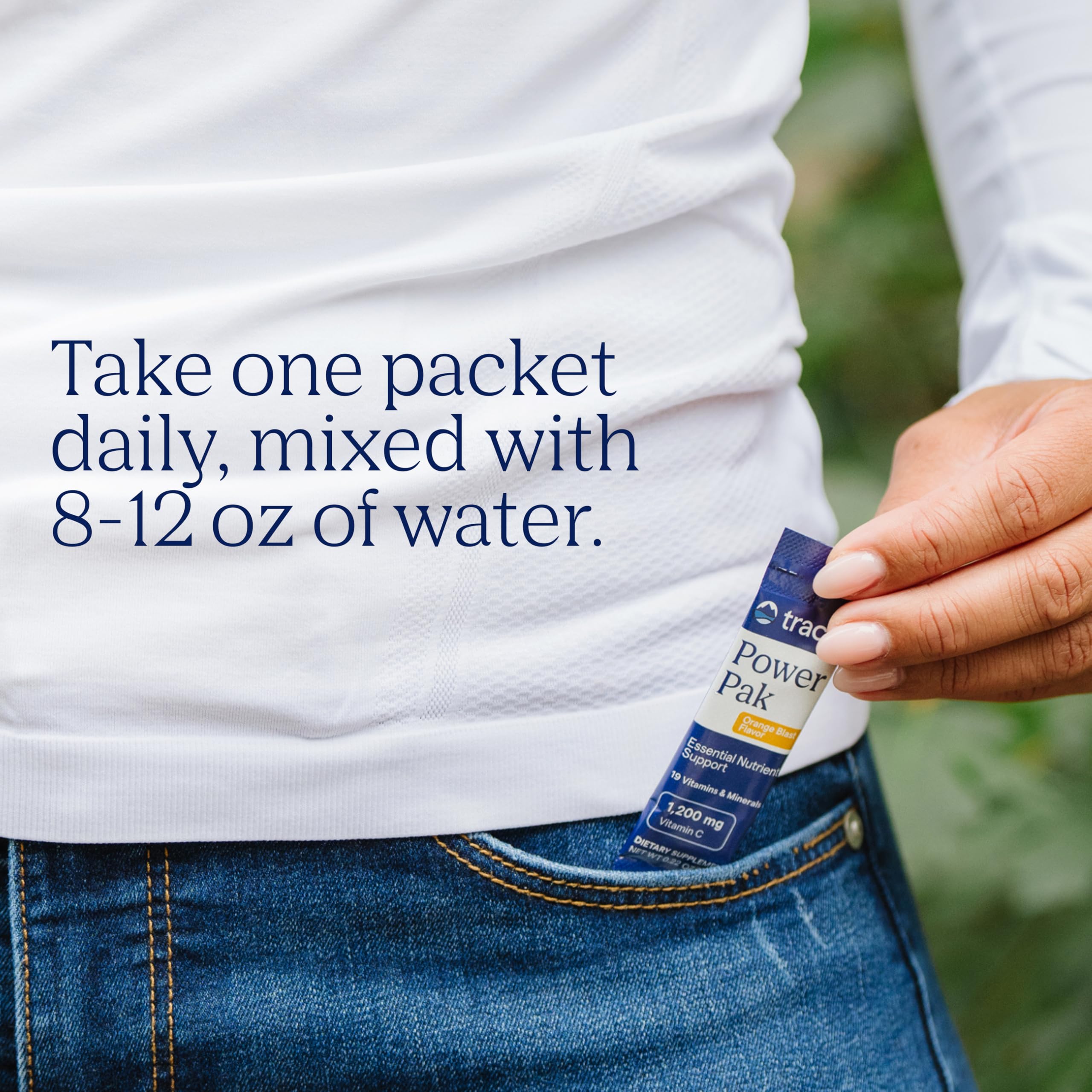 Trace Minerals Power Pak orange blast canister on a shelf for easy access.