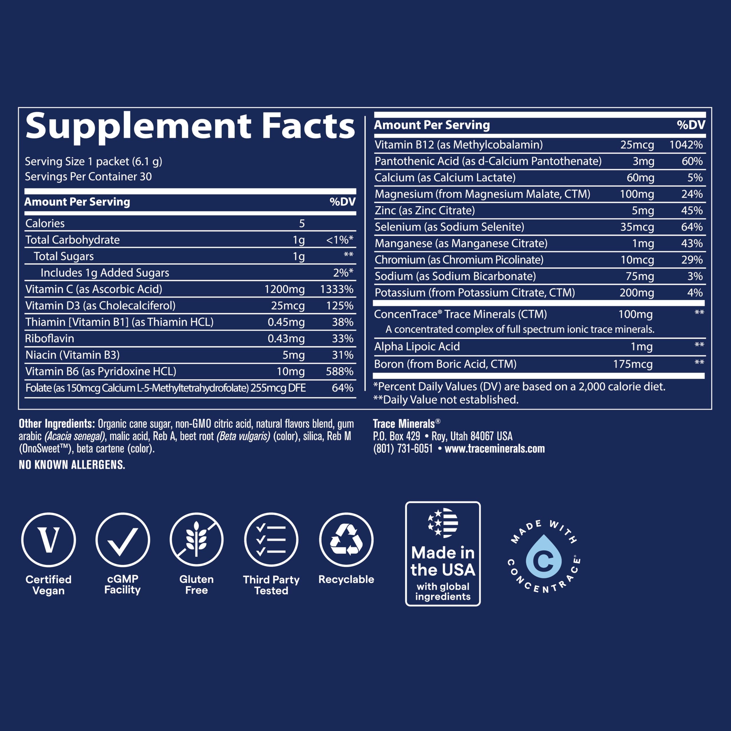 Trace Minerals Power Pak packet lineup illustrating flavor variety