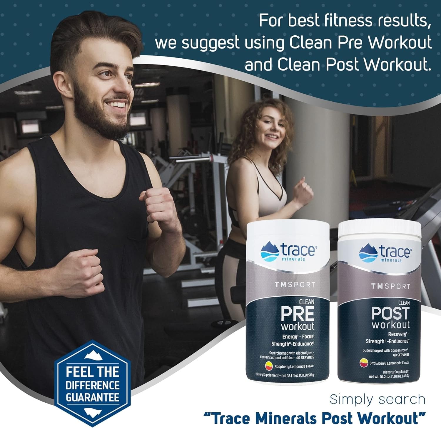 Trace Minerals Pre-Workout powder texture close-up showing fine grains for easy mixing