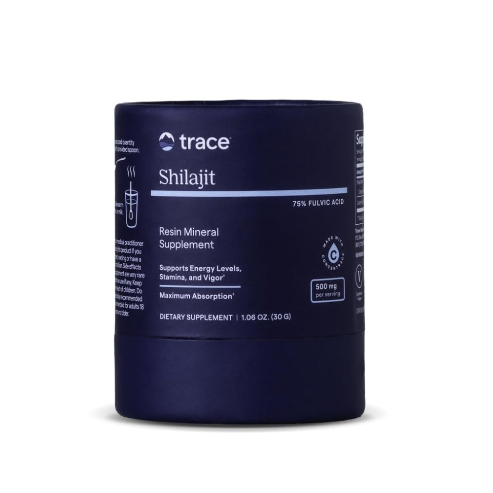 Trace Minerals Shilajit Resin bottle shows premium resin for daily vitality