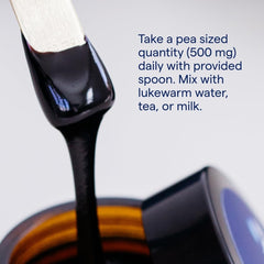 Trace Minerals Shilajit Resin dissolving in warm water demonstrates smooth mixing