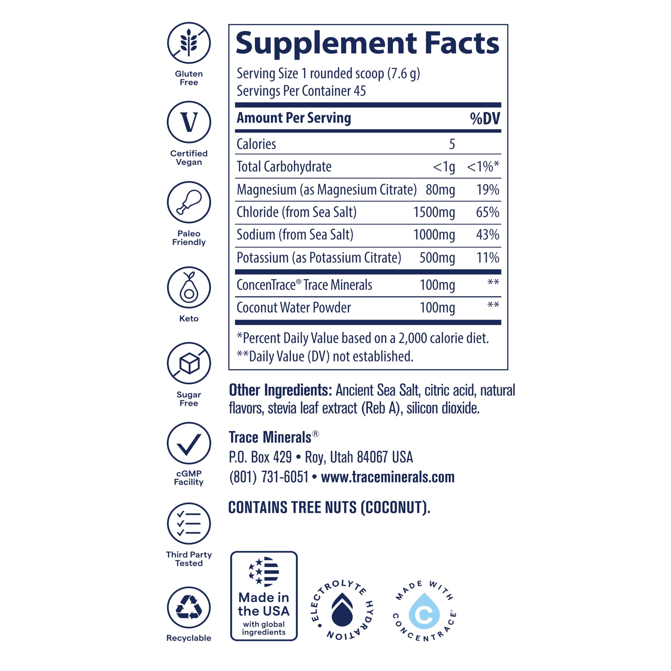 Trace Minerals ZeroLyte salty orange bottle shown for convenient daily electrolyte support
