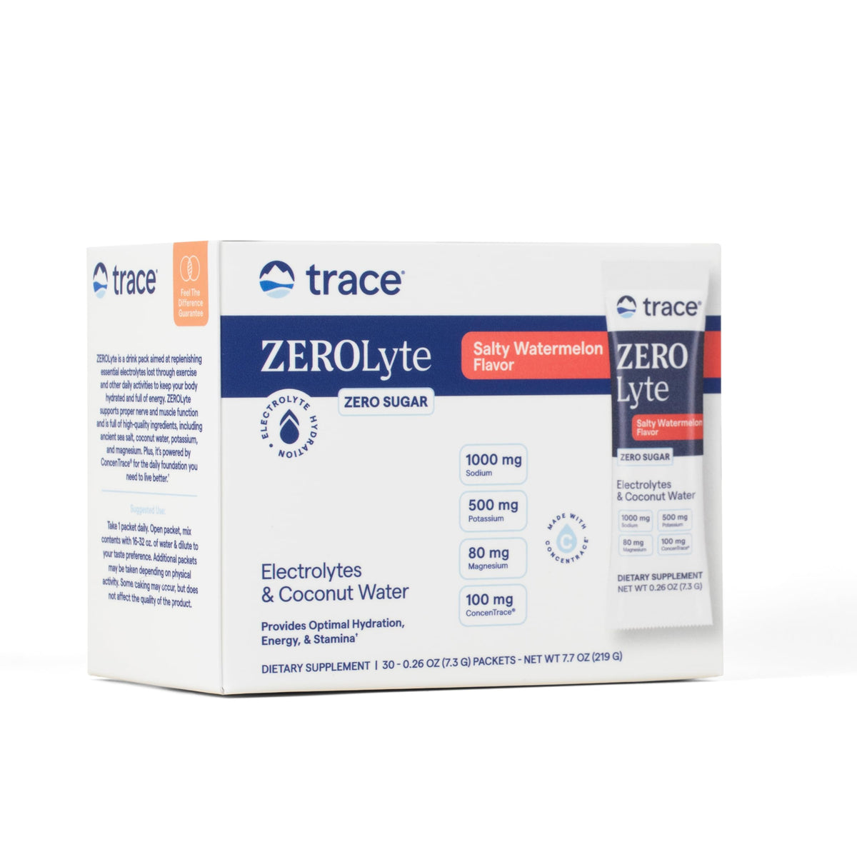 Trace Minerals ZeroLyte salty watermelon packets for on-the-go hydration