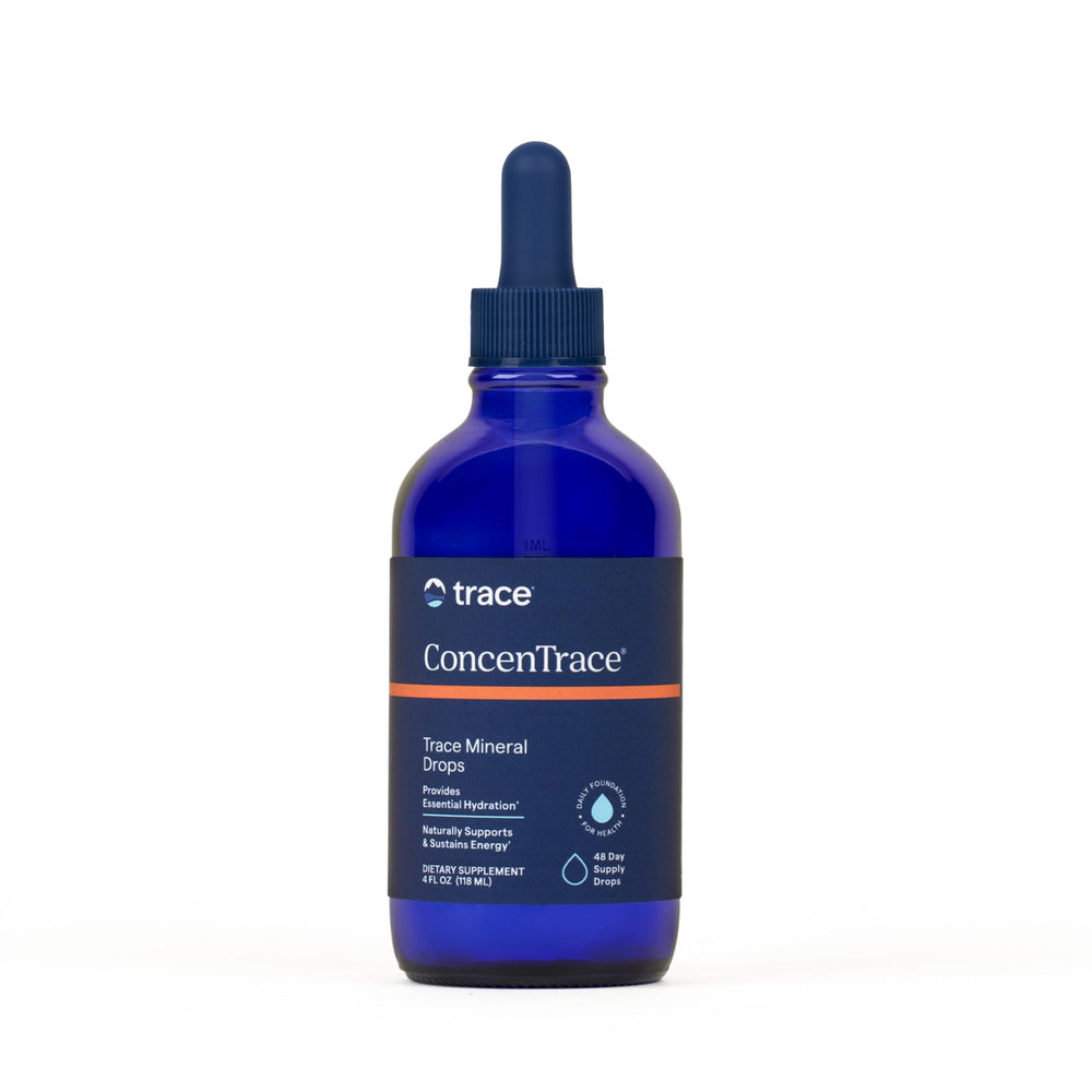 Trace Minerals ConcenTrace bottle with pour for easy hydration and remineralization.