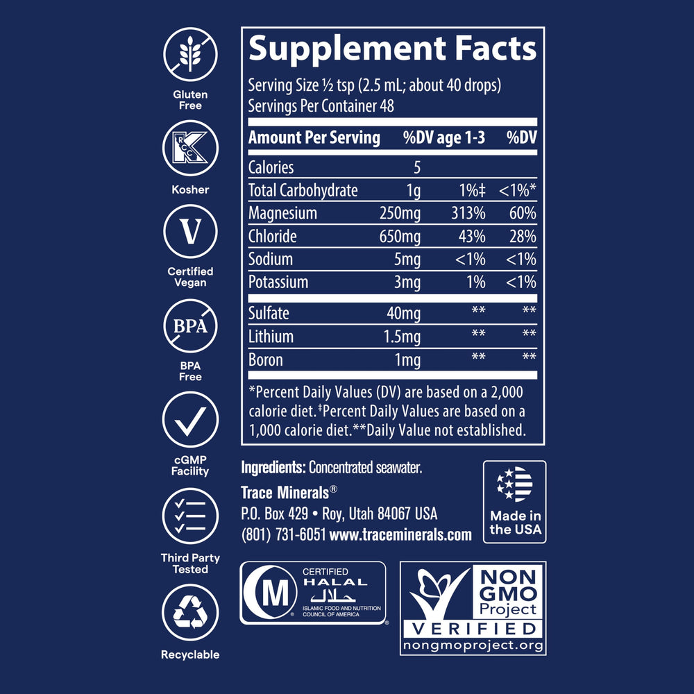 Trace Minerals ConcenTrace sourced in USA highlights sustainability and trust.