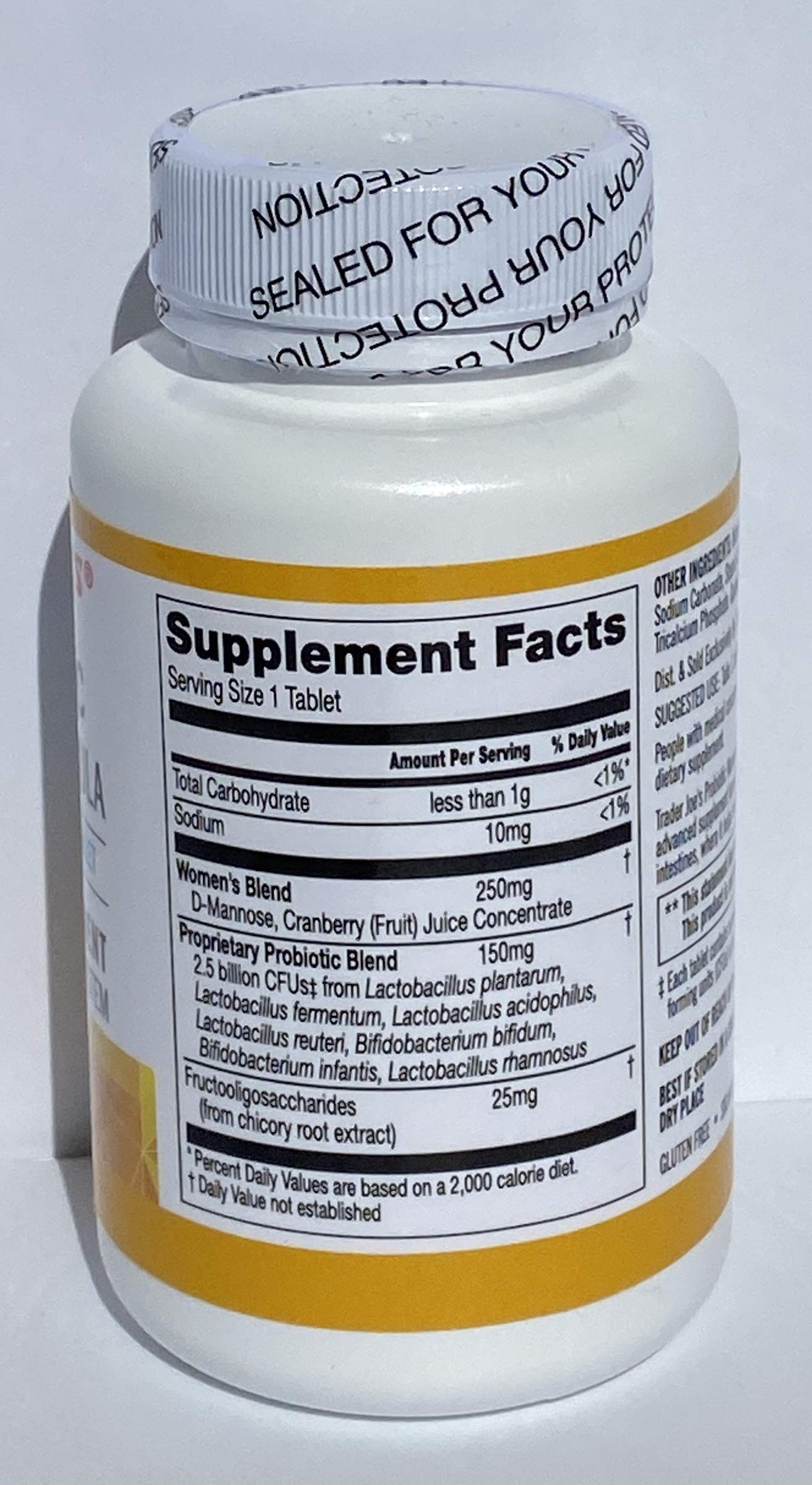 Trader Joe's Probiotic Women's Formula tablet designed for easy daily intake and gut balance.