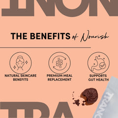 Tranont Nourish GOS shake poured into a glass showing creamy texture
