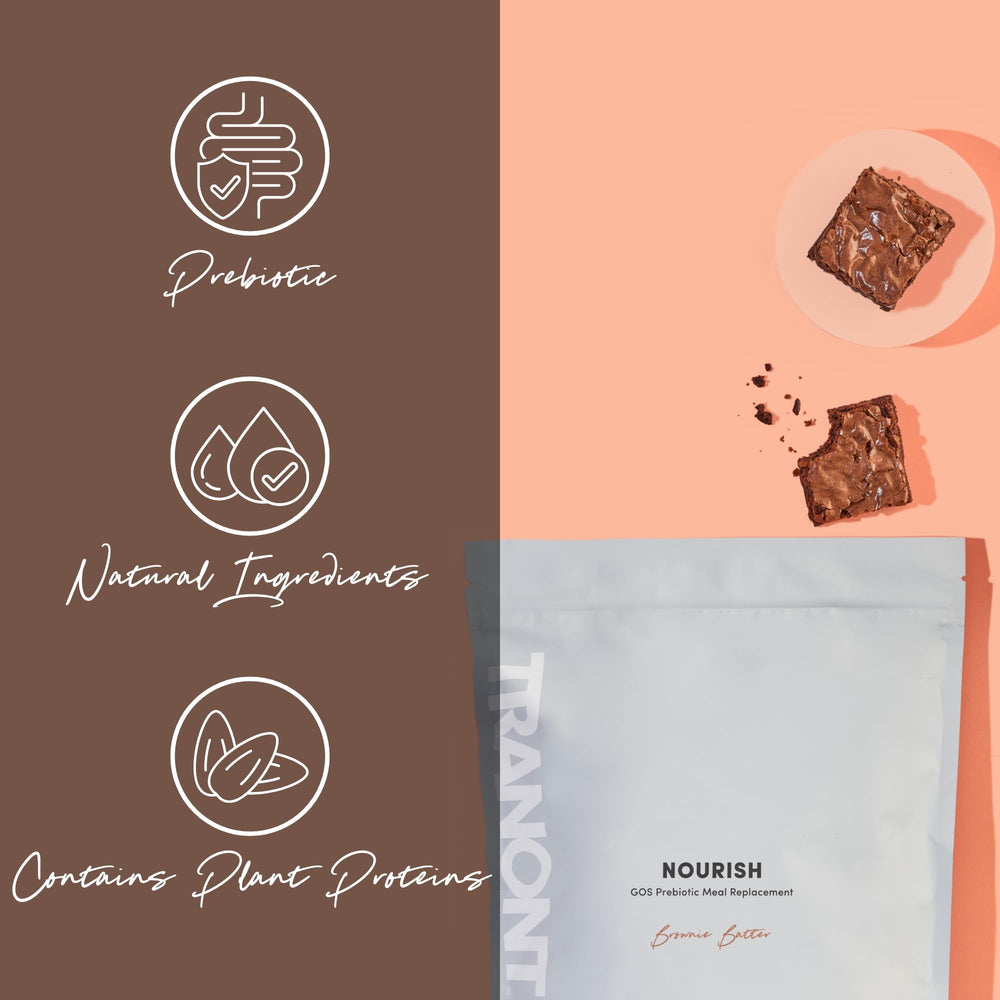 Dietary facts panel on Tranont Nourish GOS shake bottle