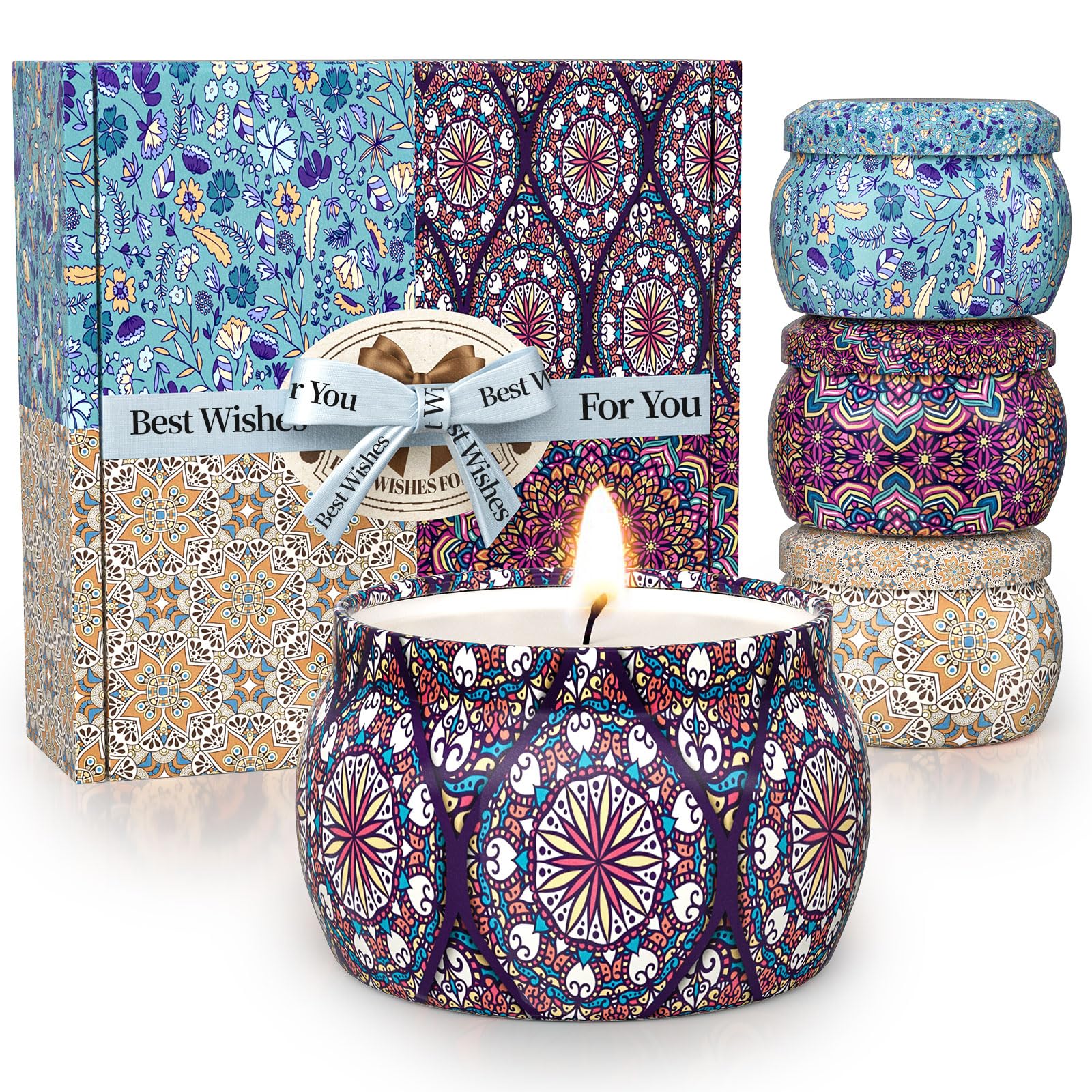 TranquilBliss 4-pack scented candles set for a cozy home ambiance