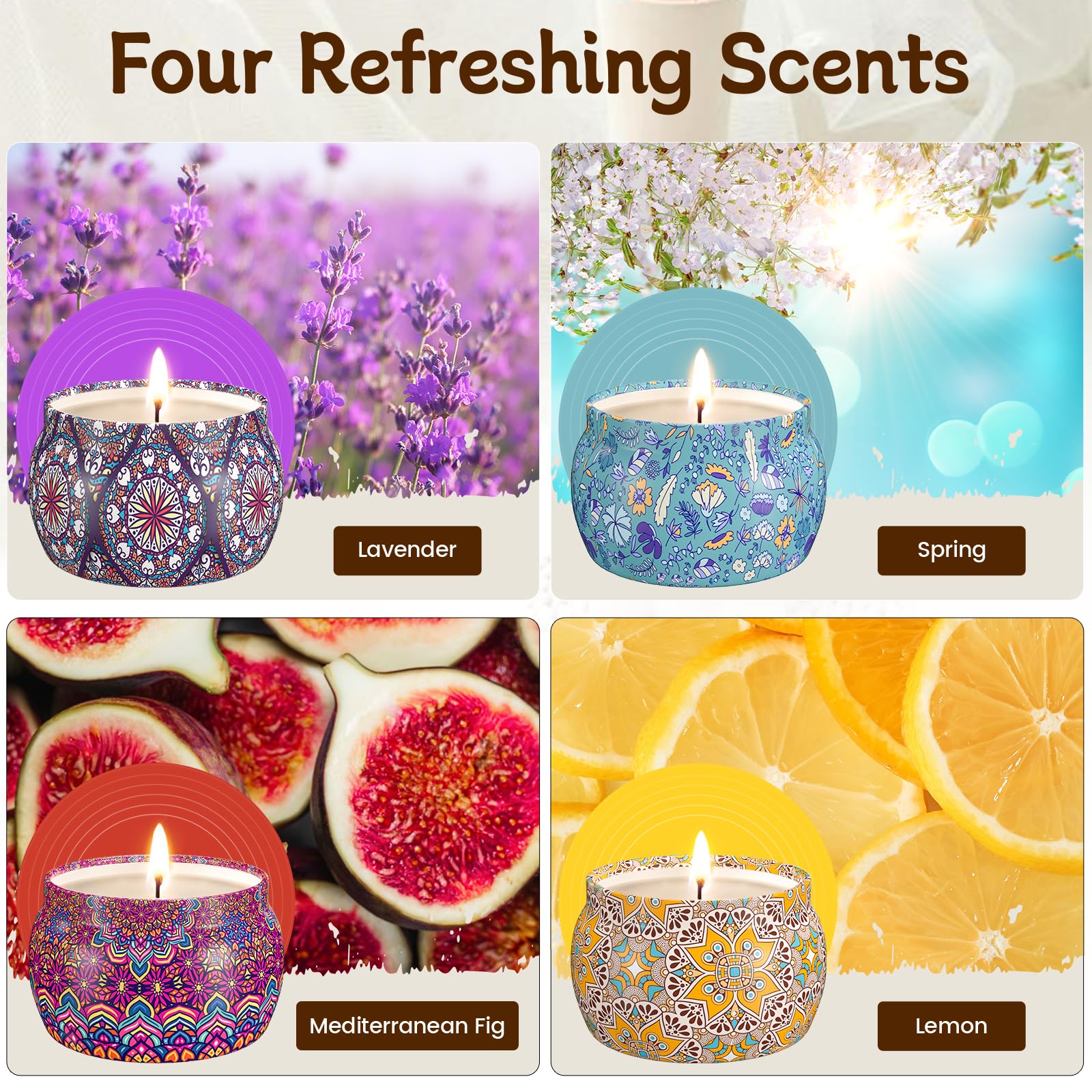 TranquilBliss soy wax candle close-up with clean-burning cotton wick