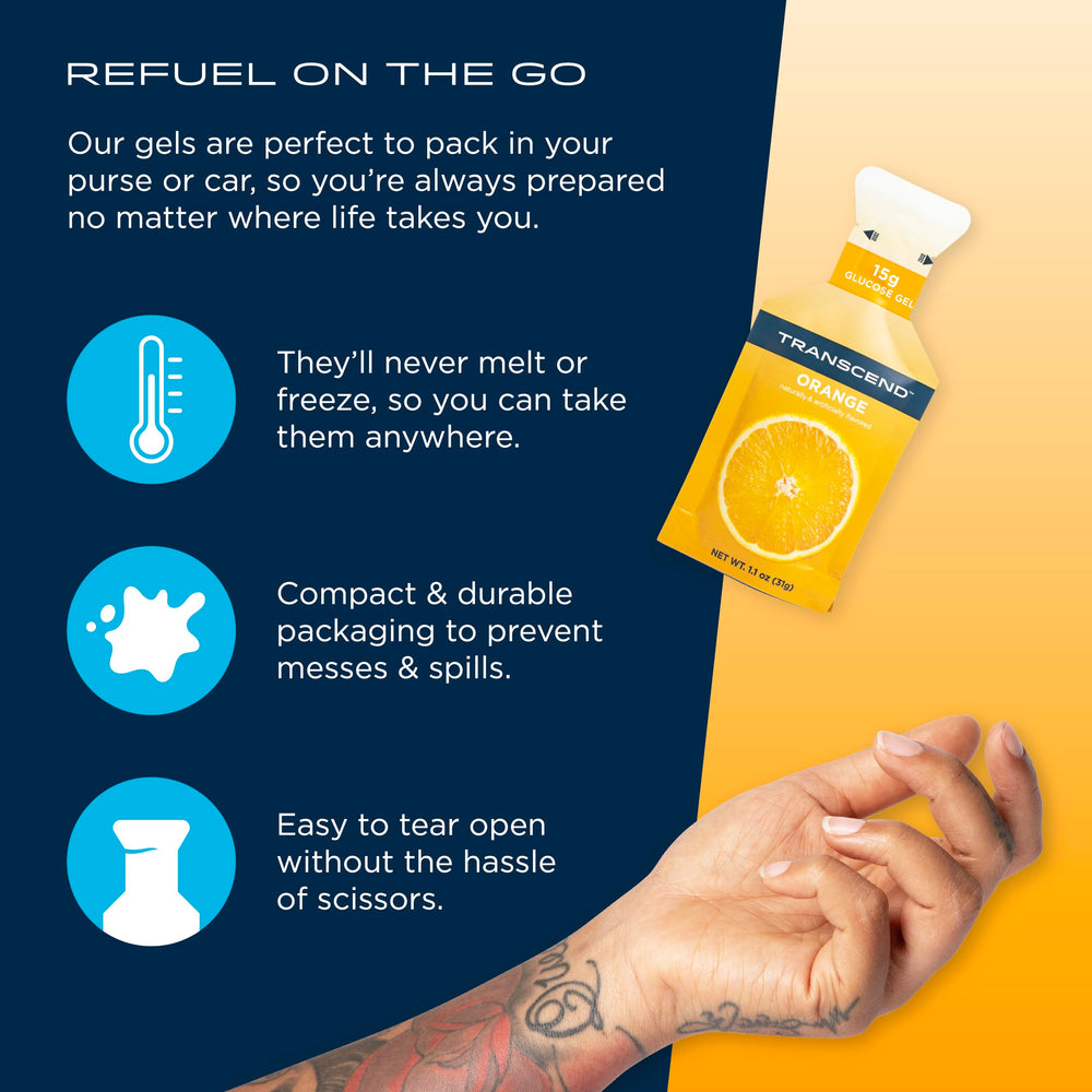 Transcend Orange Gel serving idea image suggests quick snack option.