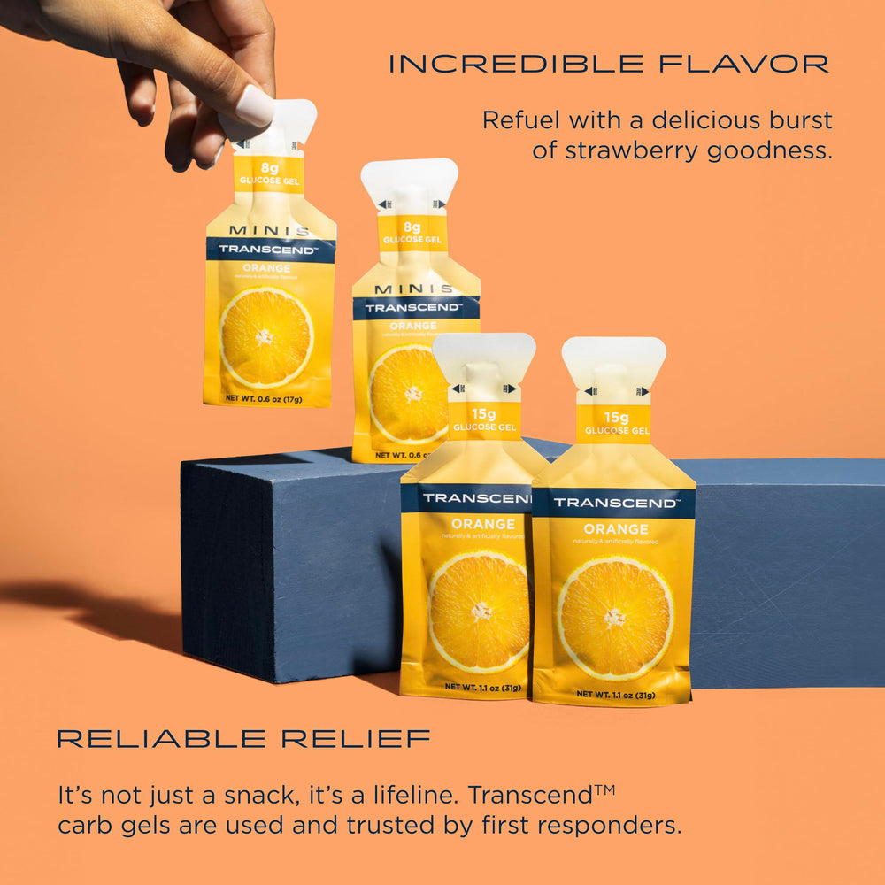 Transcend Orange Gel texture close-up shows smooth, portable carb source.