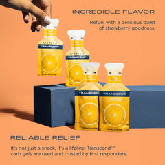 Transcend Orange Gel texture close-up shows smooth, portable carb source.