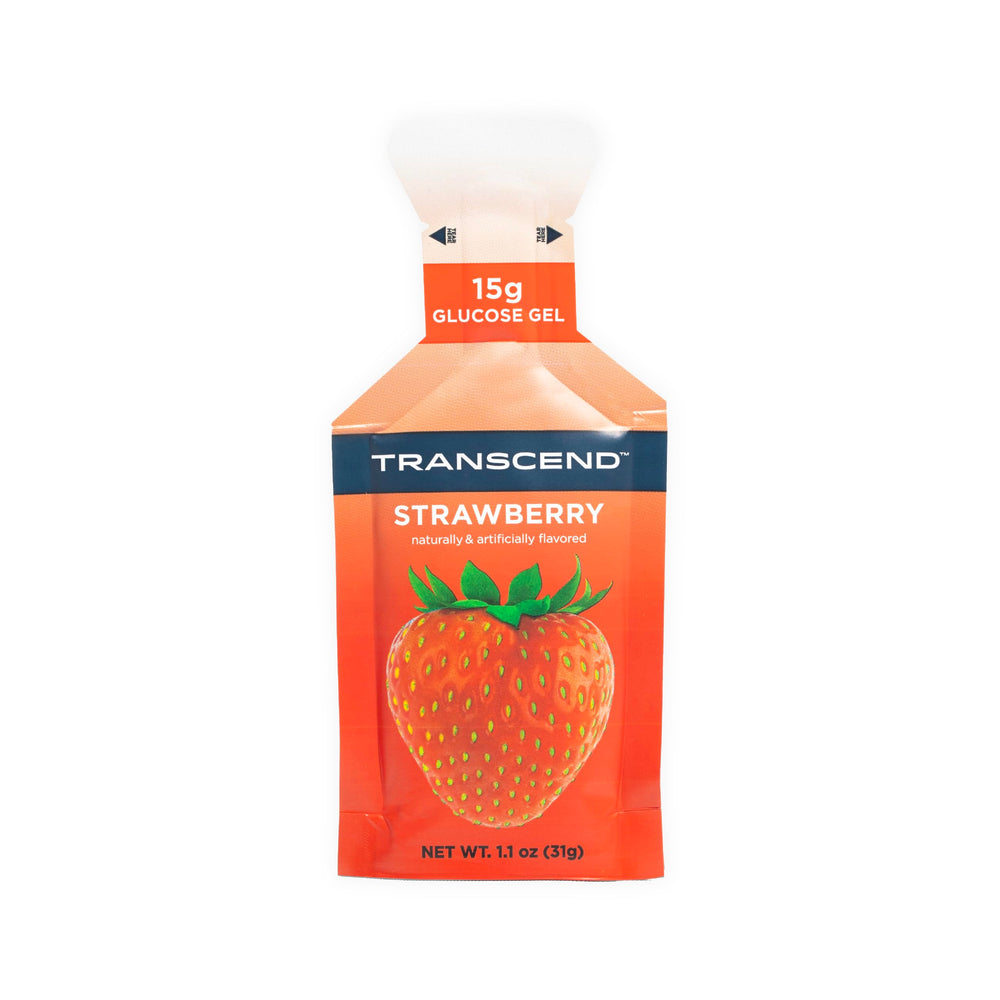 Transcend Strawberry Energy Gel 1.1oz pack for quick energy during workouts