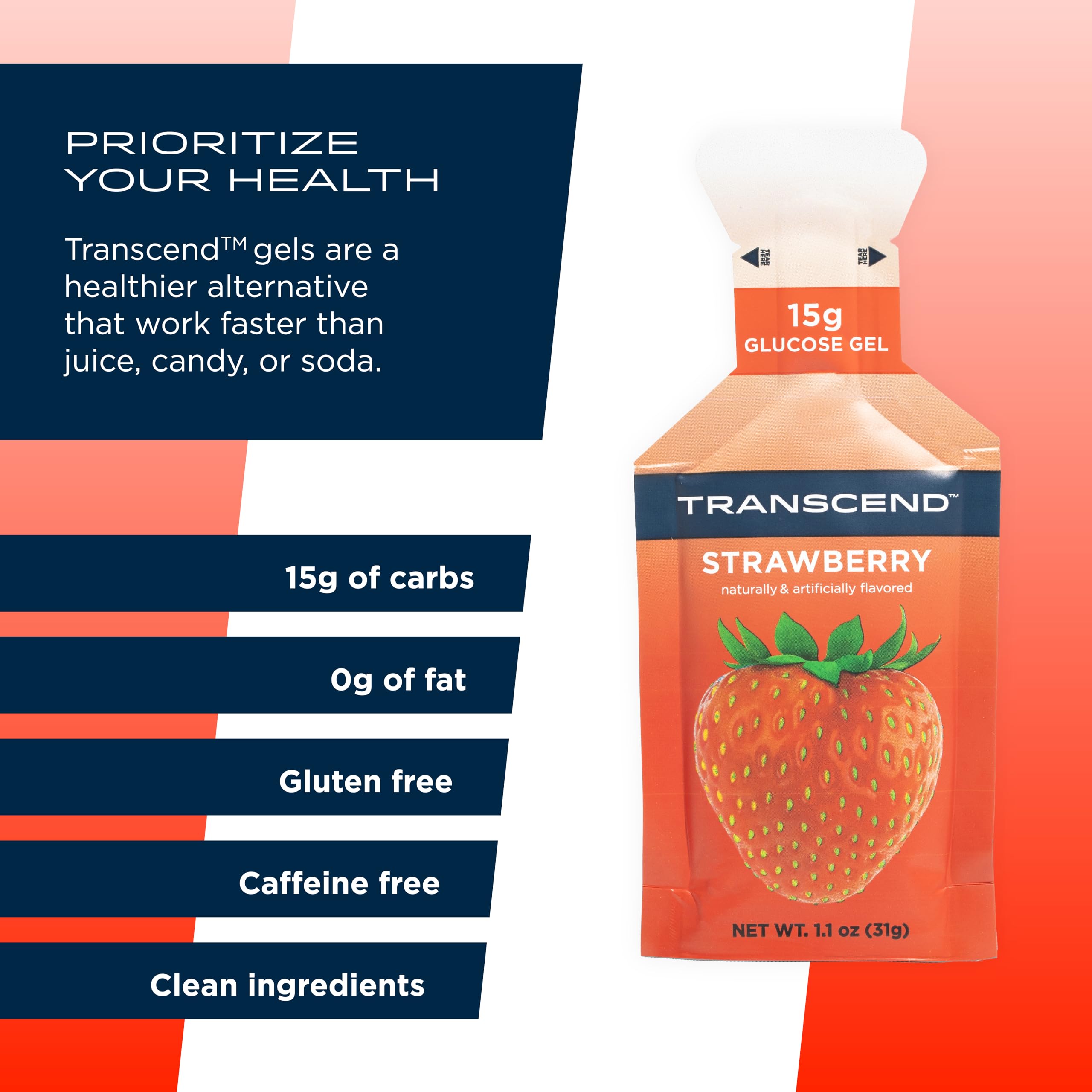 Transcend energy gel pack in hand ready for a quick boost