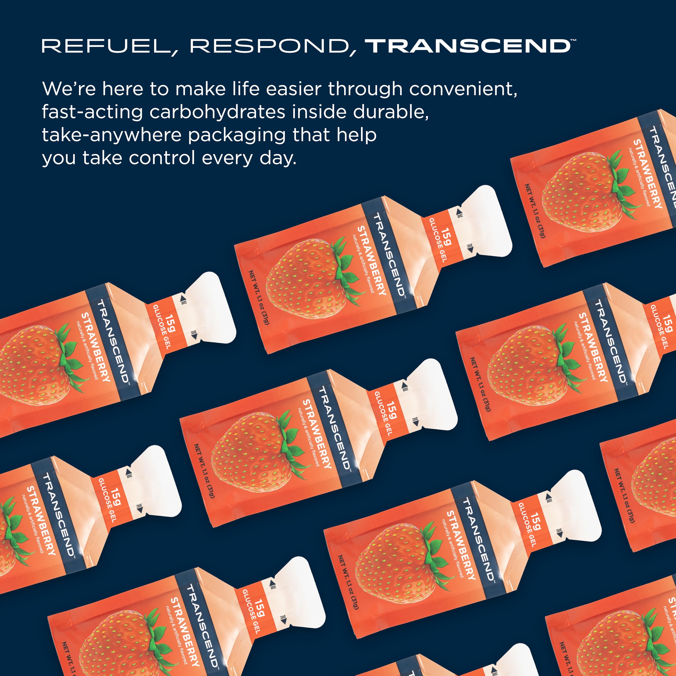 Transcend Strawberry Energy Gel served with water for refreshment
