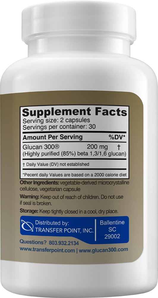 Transfer Point beta glucan capsule pour demonstrating easy-to-swallow supplement intake