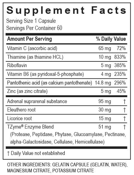 Transformation Adrenal Complex packaging label clearly presents product name and serving