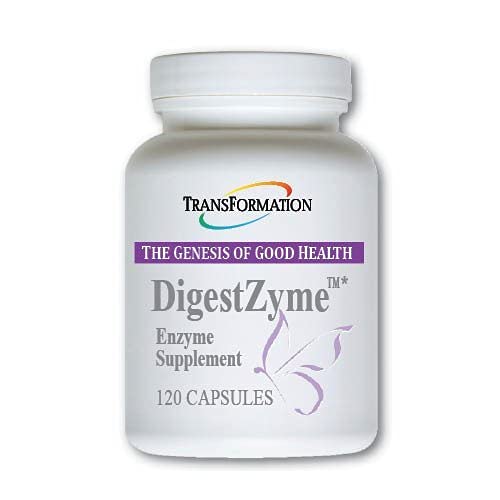 TRANSFORMATION DigestZyme bottle close-up—gentle support after meals.