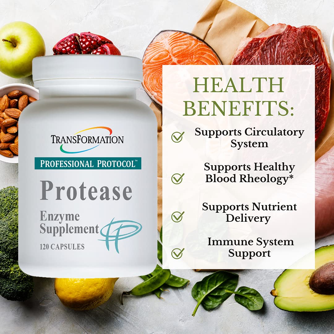 TRANSFORMATION The Genesis of Good Health capsules close-up highlights protease-rich formula for digestion support.