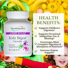 Transformation Kidz Digest bottle label shows Made in USA quality.