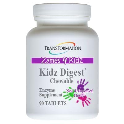 Transformation Kidz Digest berry-flavored chewables in a bottle support kid-friendly digestion.
