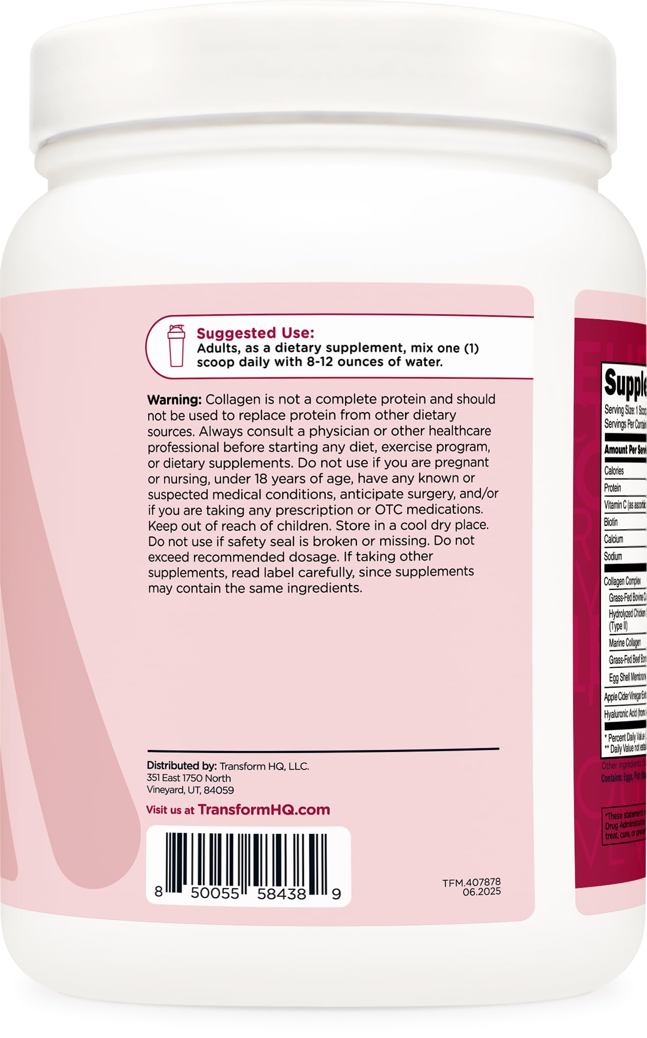 TransformHQ Beauty Collagen being stirred into water for a refreshing drink.