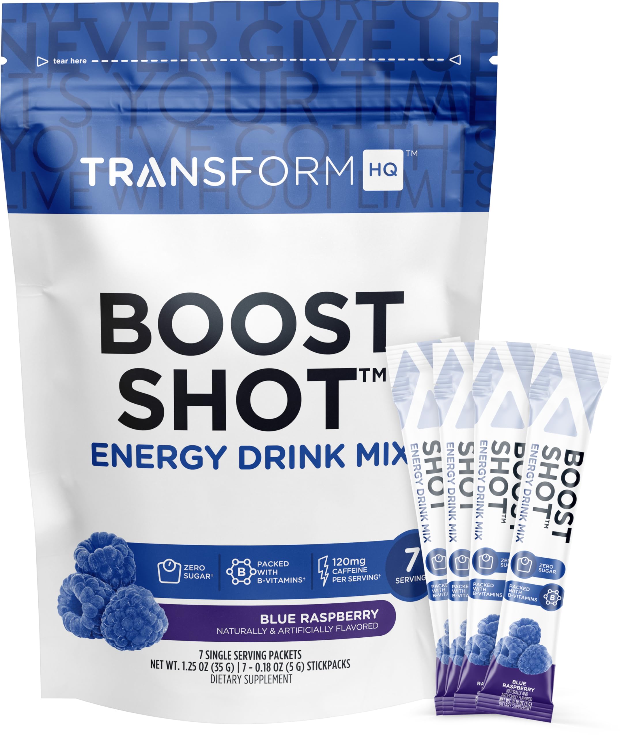 TransformHQ Boost Shot blue raspberry stick ready to mix on demand.