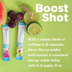 Glass of cold water with TransformHQ Boost Shot mixed for energy boost.