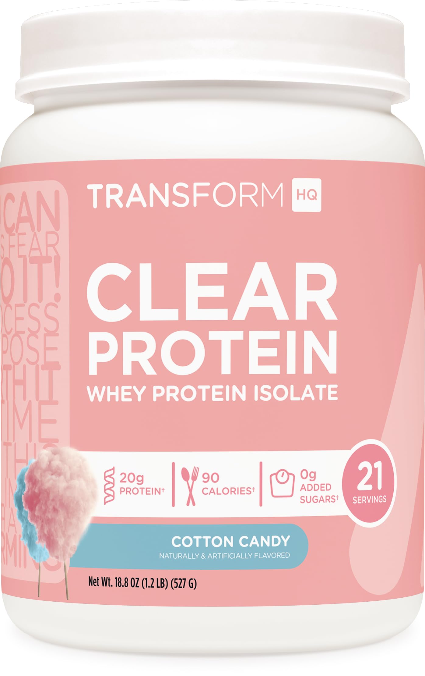 TransformHQ Clear Protein Powder Cotton Candy scoop: a light, refreshing post-workout option.