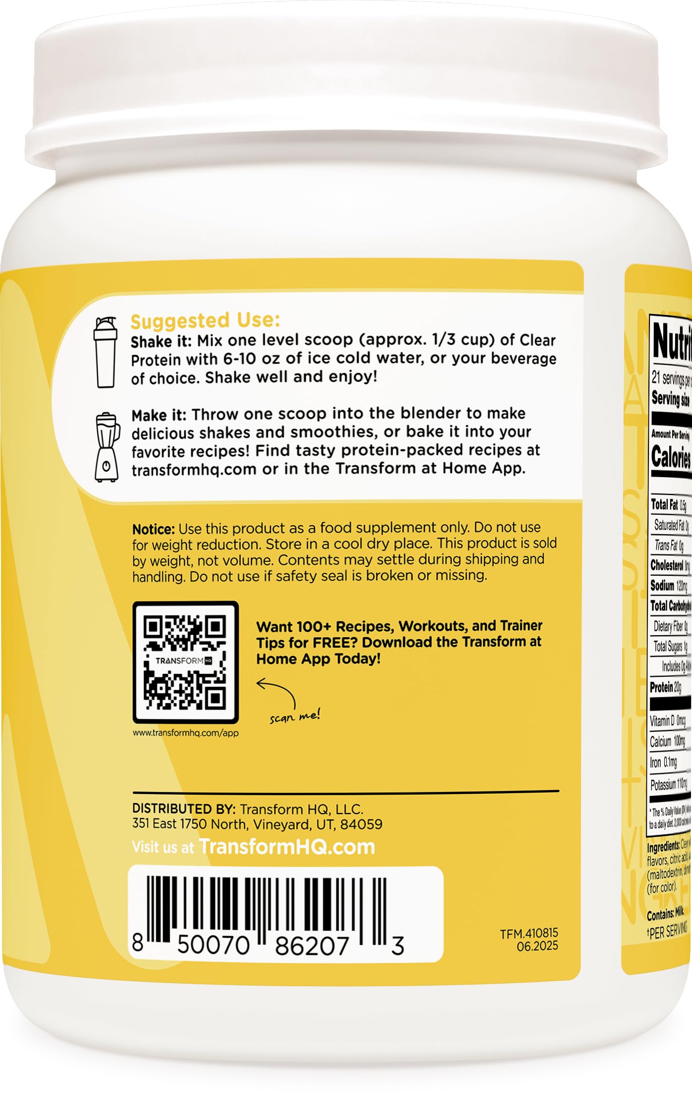 Dissolving TransformHQ Clear Whey Lemonade powder in water for quick nourishment.