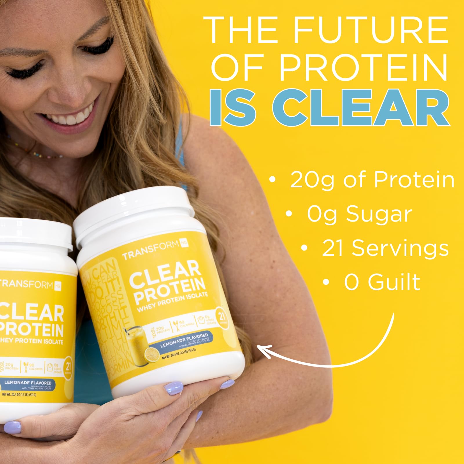 Shaker with TransformHQ Clear Whey Lemonade, ideal for on-the-go use.