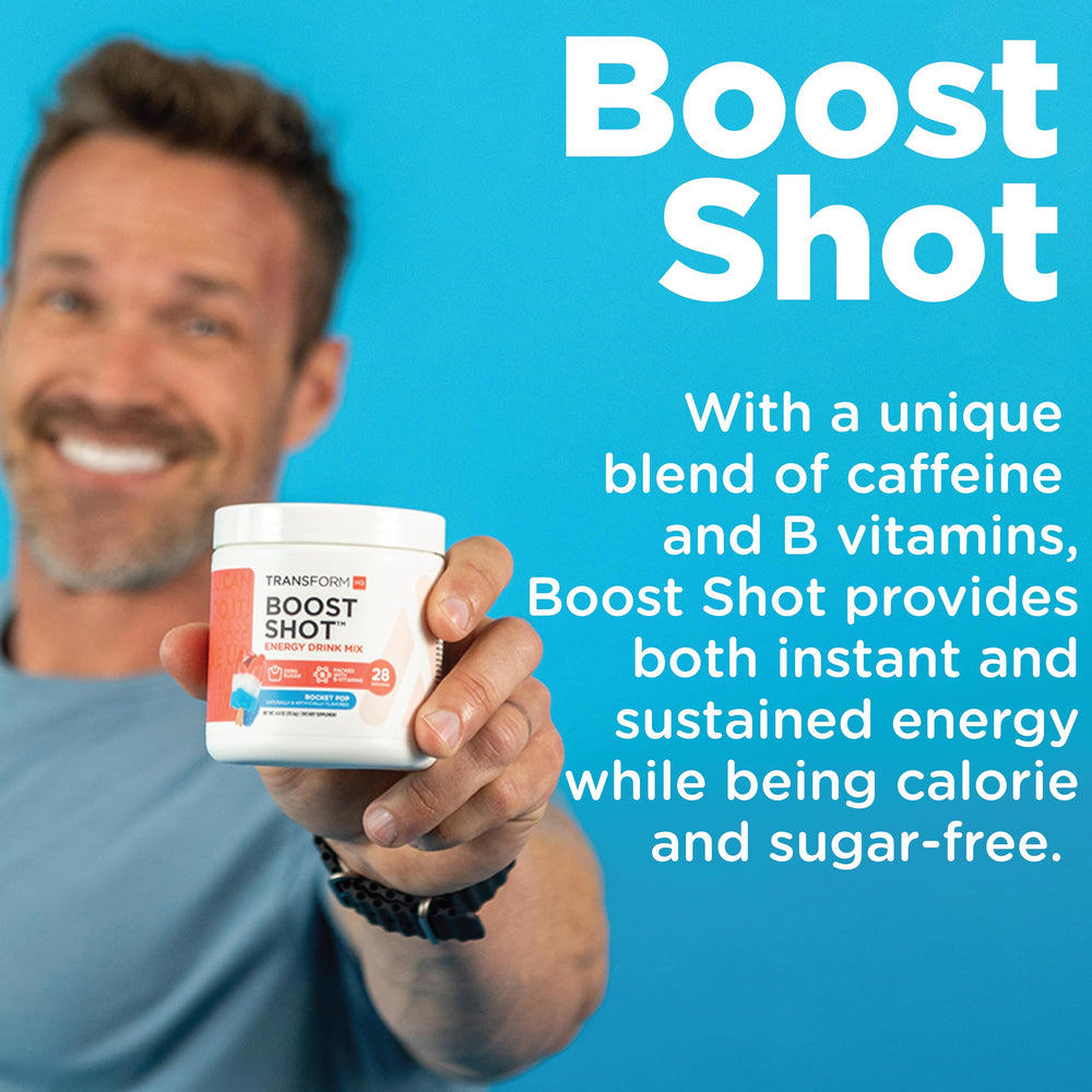 TransformHQ bottle close-up shows gluten-free and Non-GMO formulation