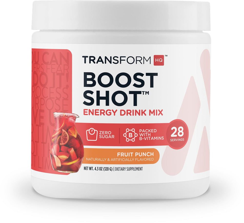 TransformHQ Energy & Focus Powder Fruit Punch tub; clean energy to power your day.