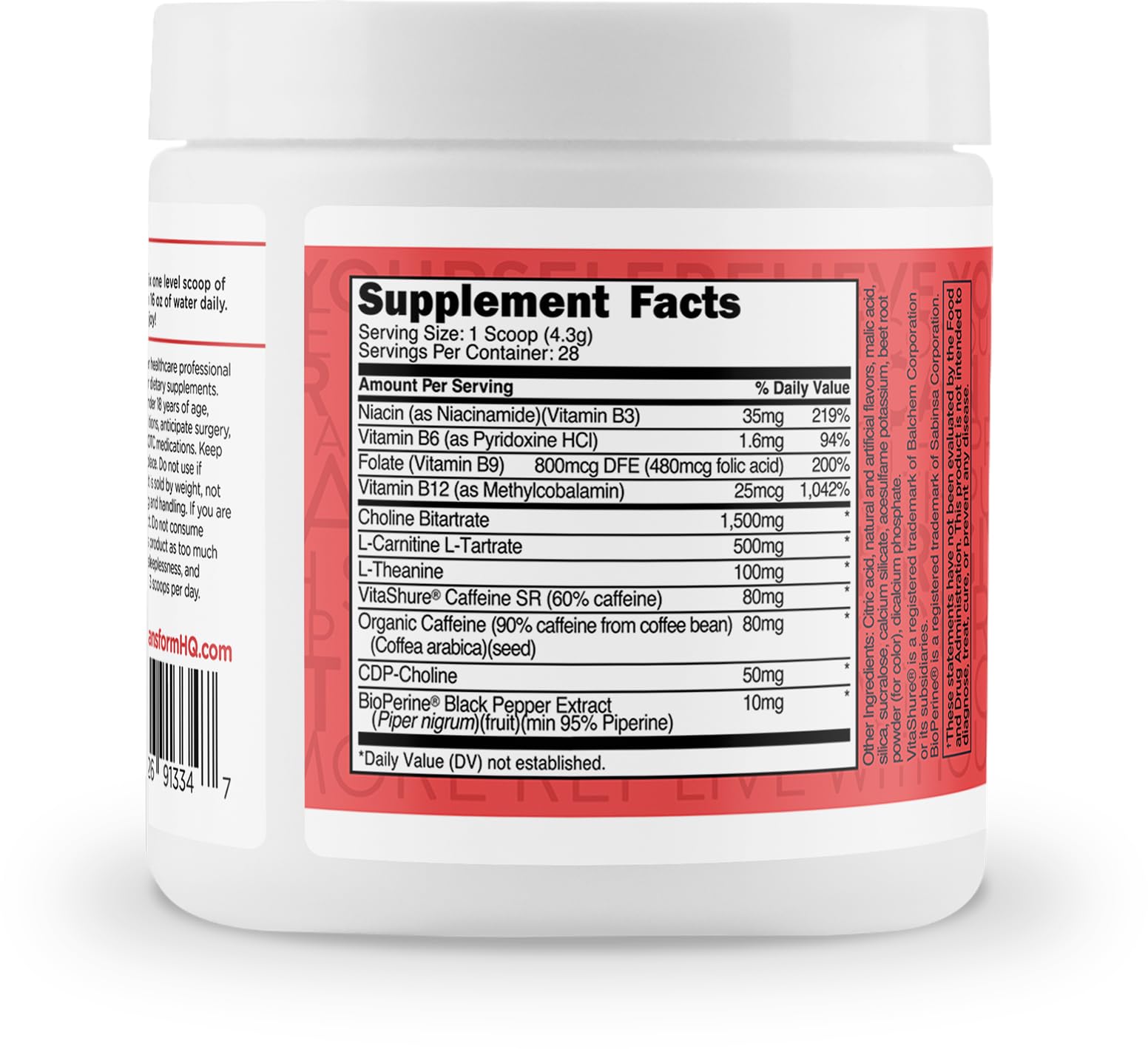 TransformHQ Fruit Punch packaging front; clear sugar-free and non-GMO attributes.