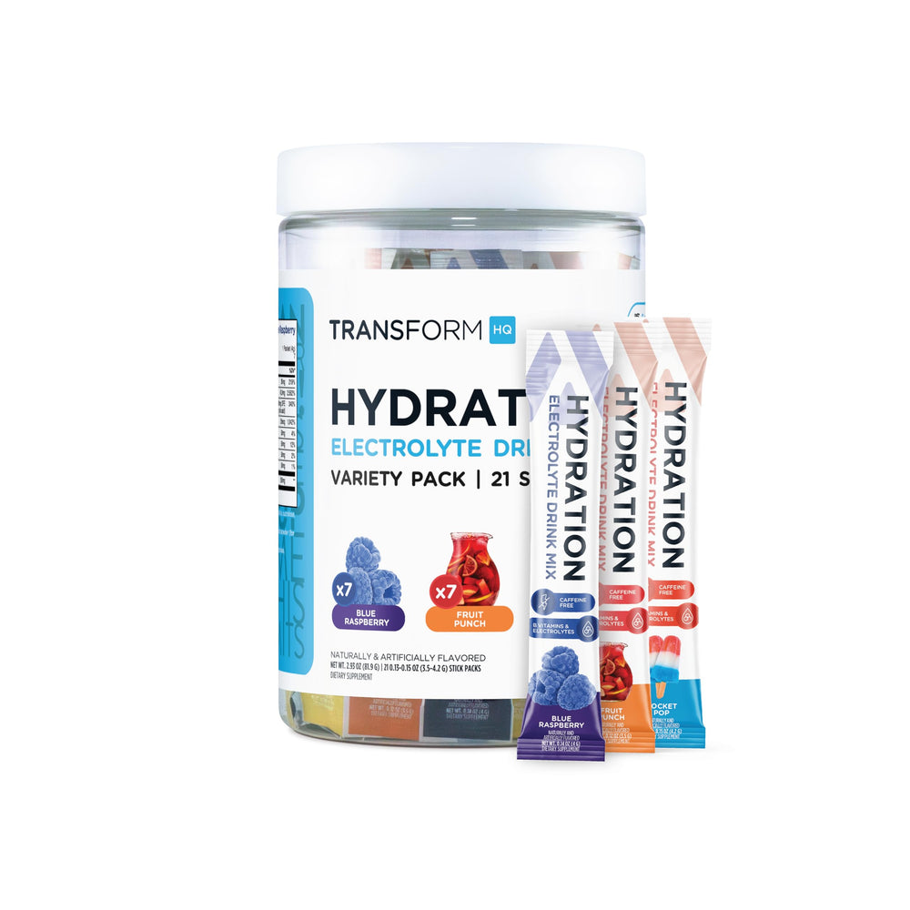 TransformHQ fruit punch hydration packets in a convenient stick