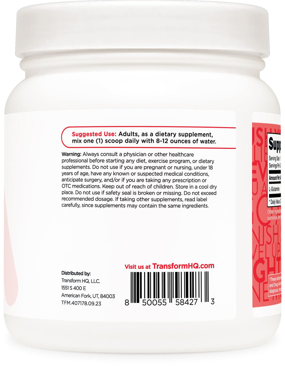 TransformHQ L-Glutamine Powder Strawberry Lemonade shake looks refreshing and tasty