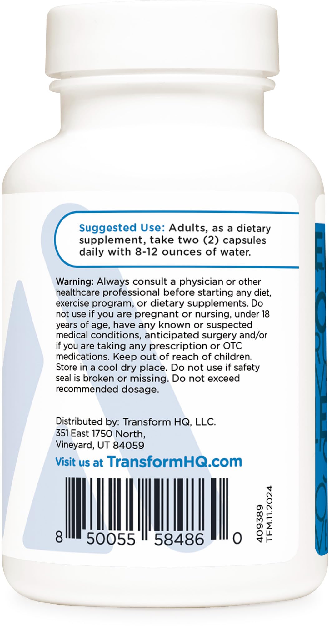 TransformHQ Longevity Skin Support ingredients visual highlighting skin wellness boosters.