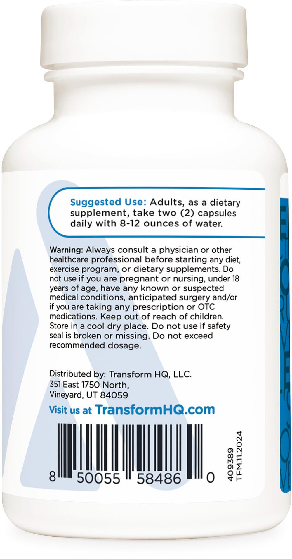 TransformHQ Longevity Skin Support ingredients visual highlighting skin wellness boosters.