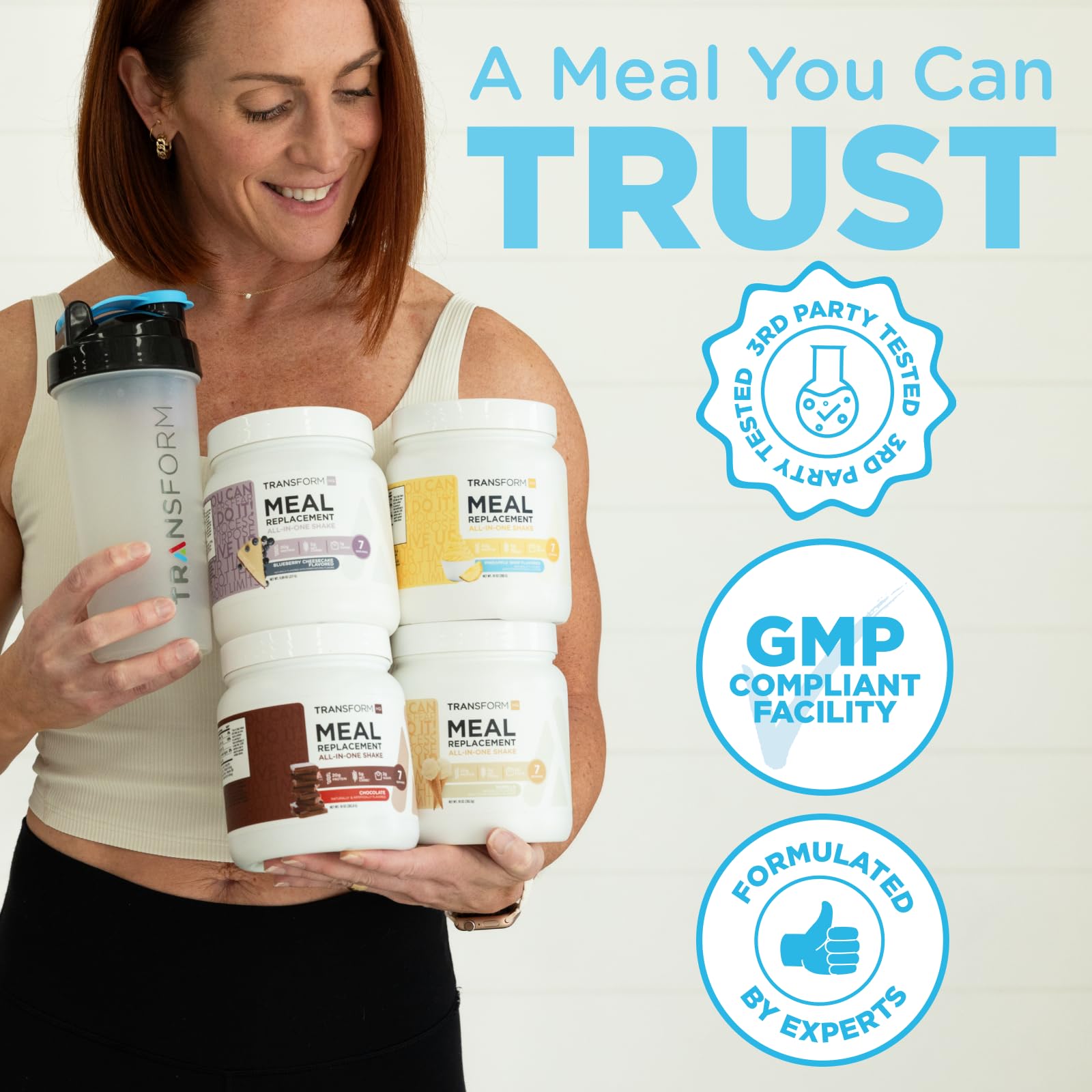 TransformHQ ingredients panel highlights a balanced blend.