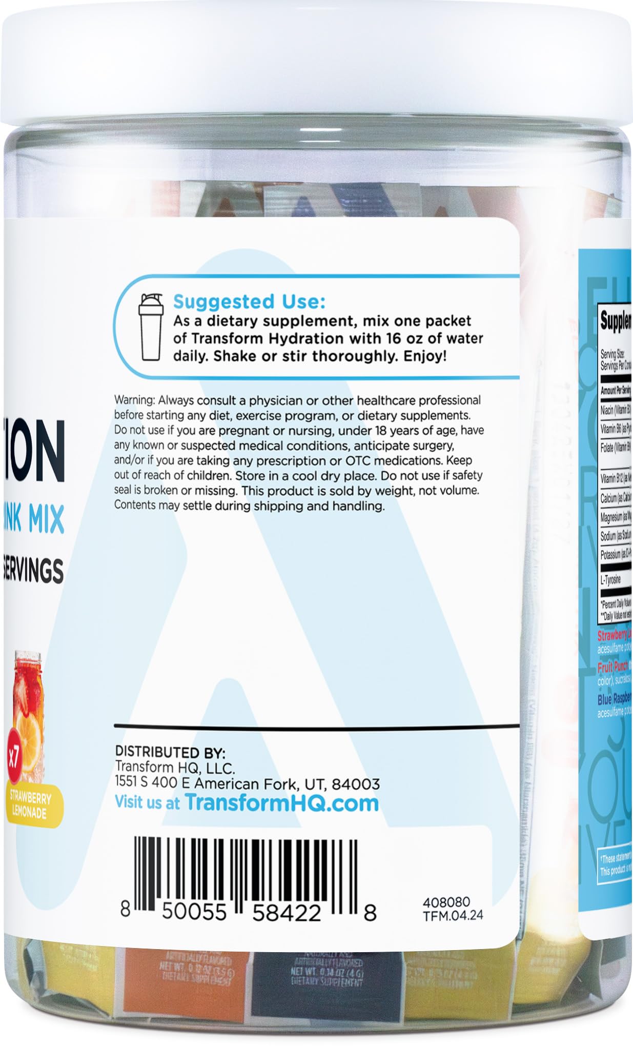 Box of TransformHQ 21-stick variety pack on a kitchen counter