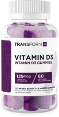 TransformHQ Vitamin D3 Gummies bottle showing 5000 IU per serving for daily wellness