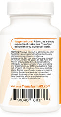 TransformHQ Vitamin K2 MK7 and D3 label information highlights non-GMO and gluten-free ingredients.