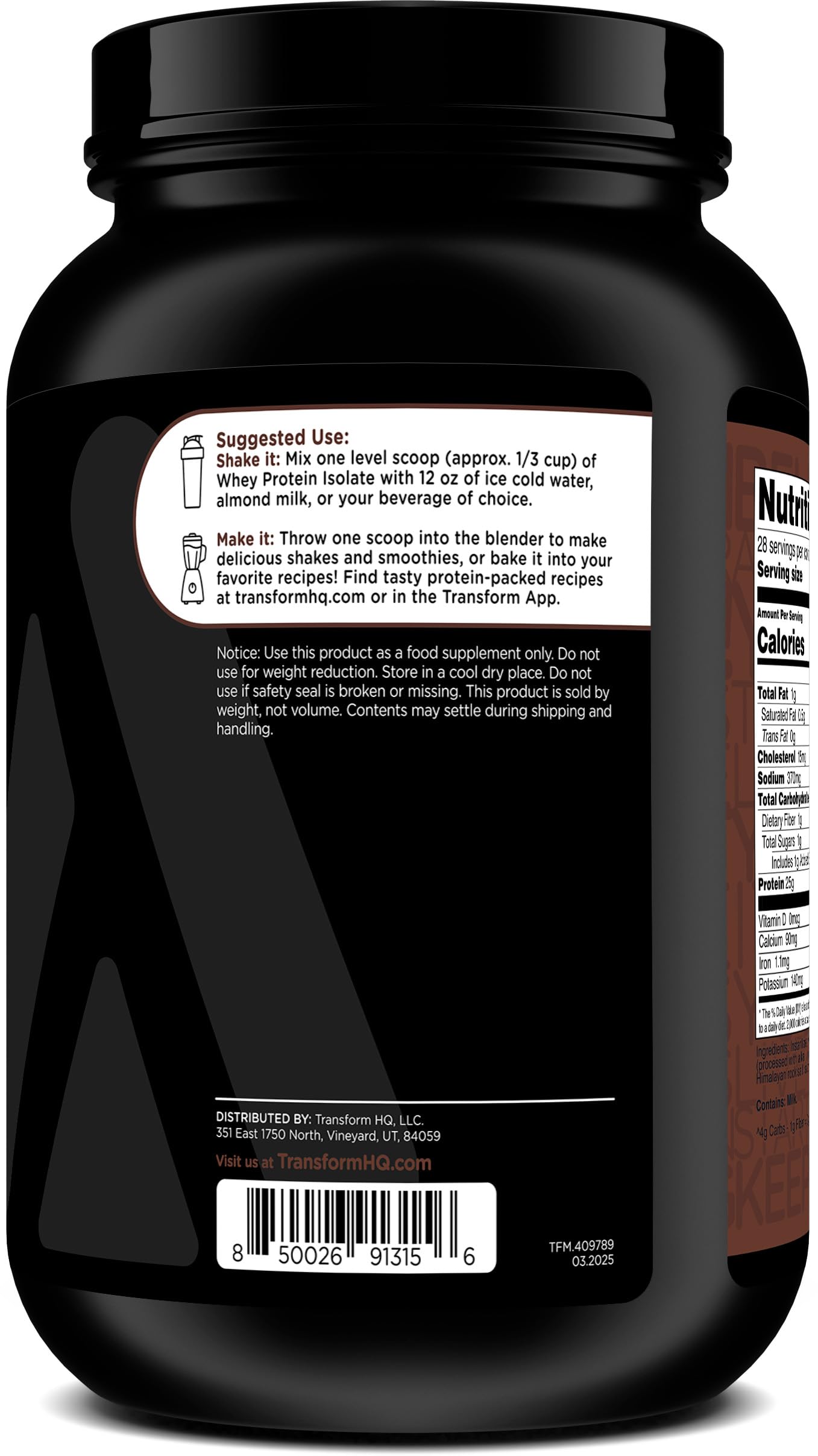 TransformHQ WPI chocolate shake ready to drink after workouts
