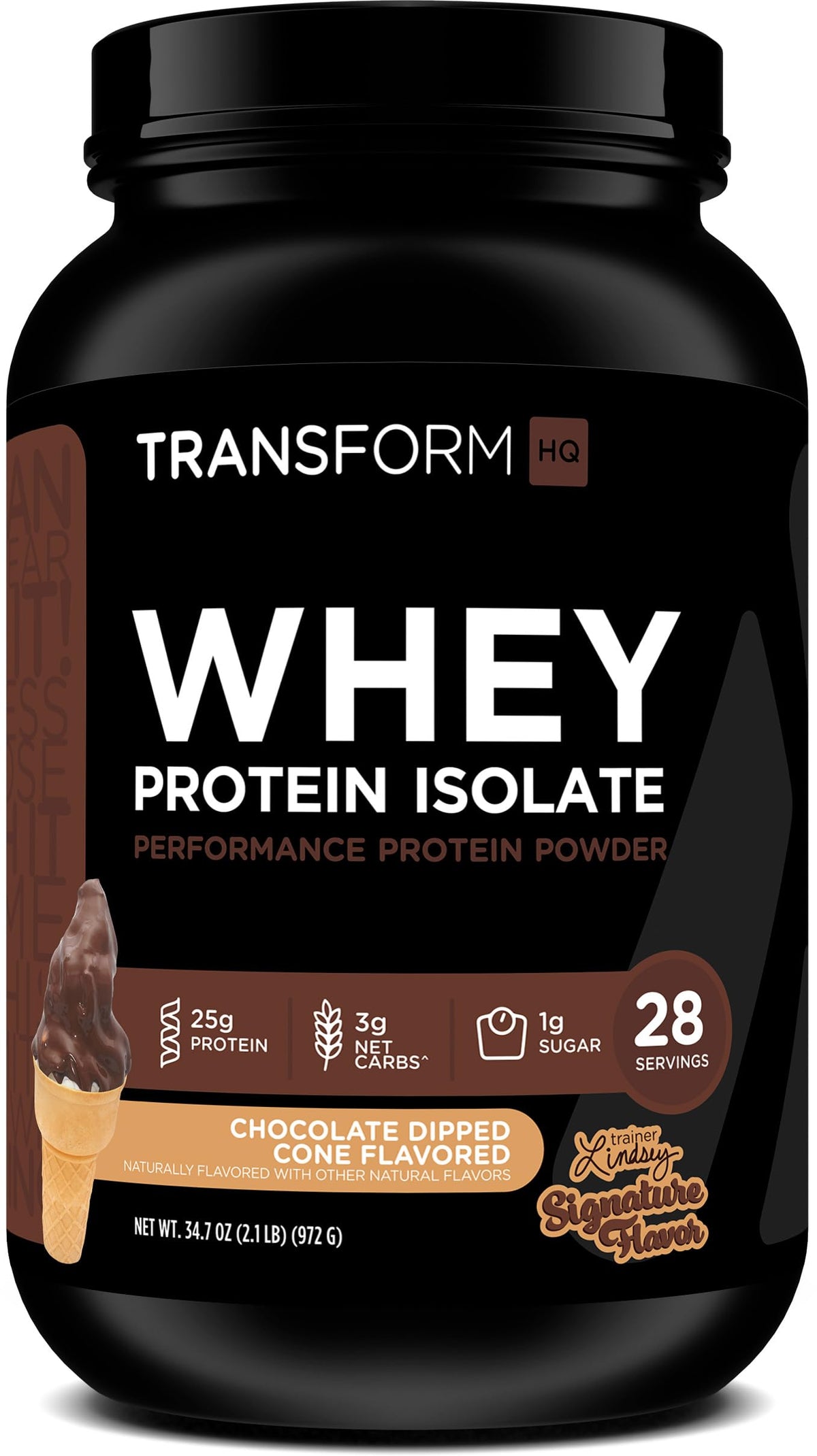 TransformHQ WPI Chocolate Dipped Cone tub, premium protein for post-workout recovery